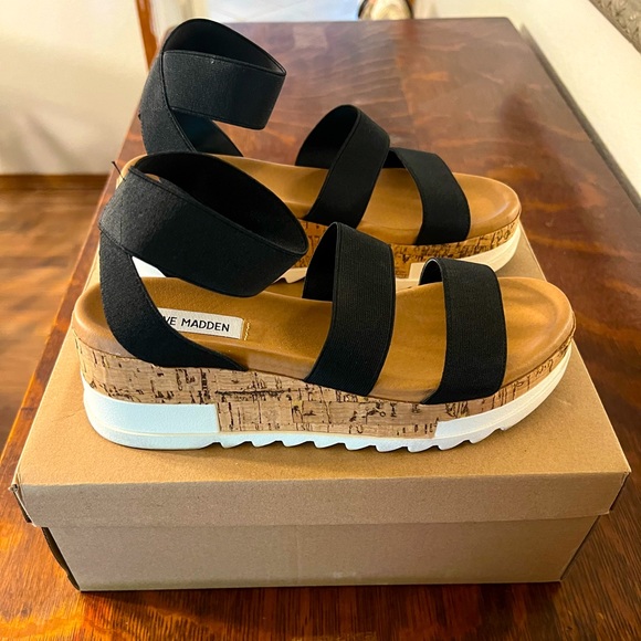 Bandi Elastic Cork Flatform Sandals - Picture 1 of 9